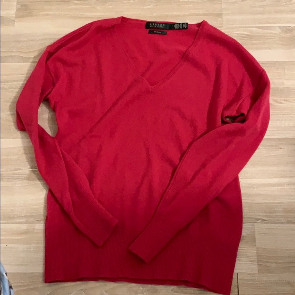 Hot Pink Ralph Lauren Cashmere Sweater, Size Large